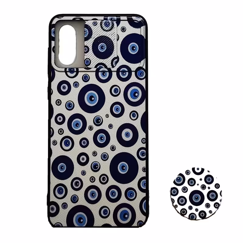 قاب طرح دار چشم نظر محافظ لنز دار کشویی پاپ سوکت دار سامسونگ SAMSUNG Galaxy A02