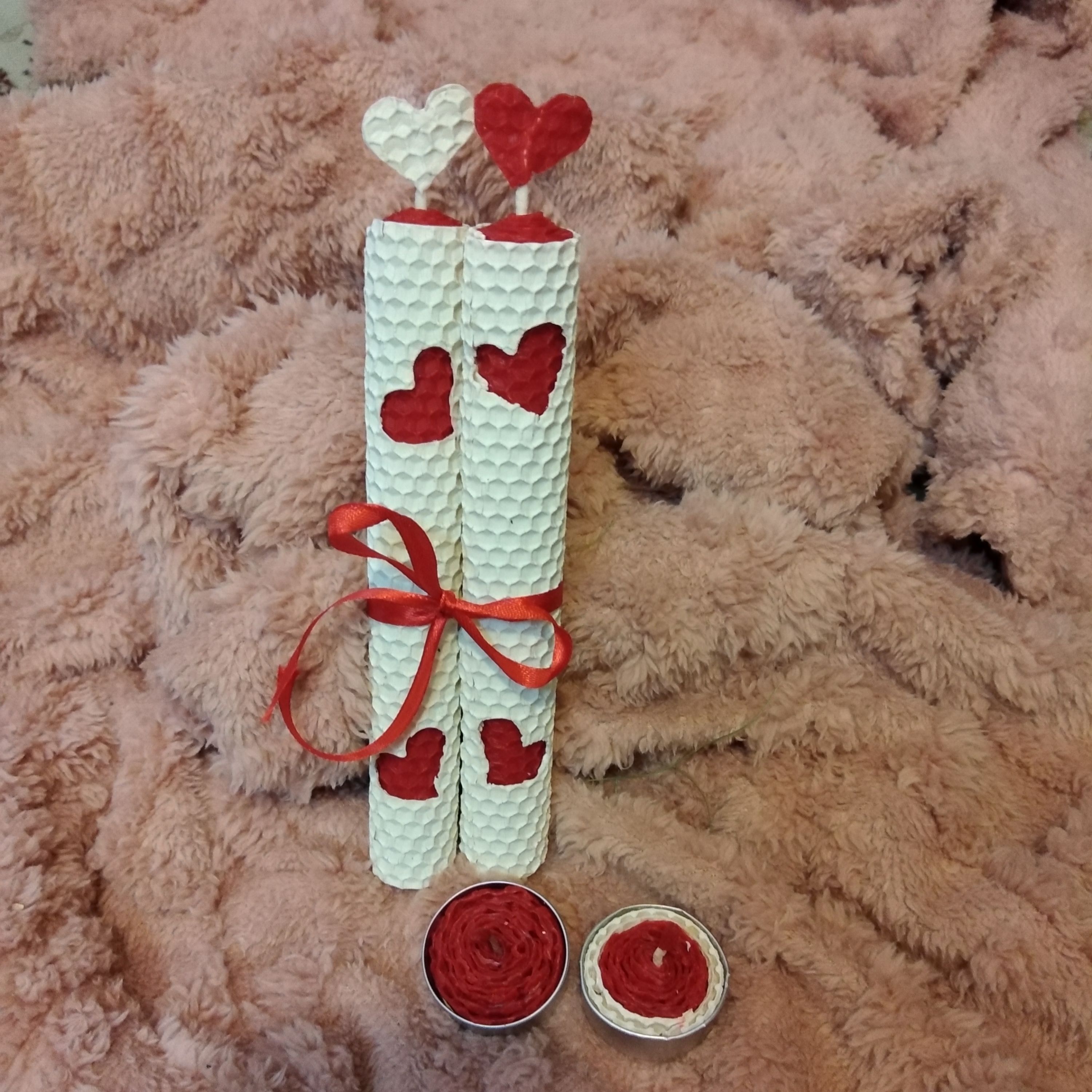 ست 4تایی شمع موم عسل ولنتاین 