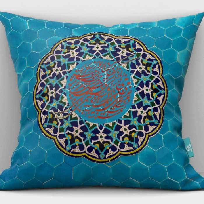کاور کوسن مخمل 40x40 طرح گنبد مینا آبی آرت مان