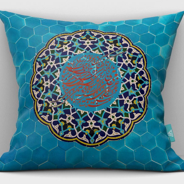 کاور کوسن مخمل 40x40 طرح گنبد مینا آبی آرت مان