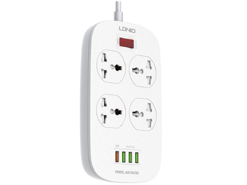 چند راهی 4 سوکت و 4 یو اس بی الدنیو Ldnio SC4407 Power Strip (سفید)
