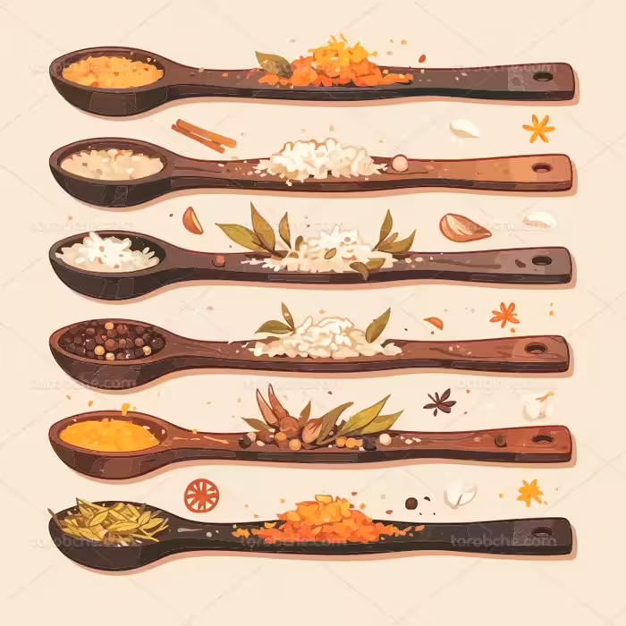 وکتور نقاشی انواع ادویه جات | گرافیک با طعم تربچه