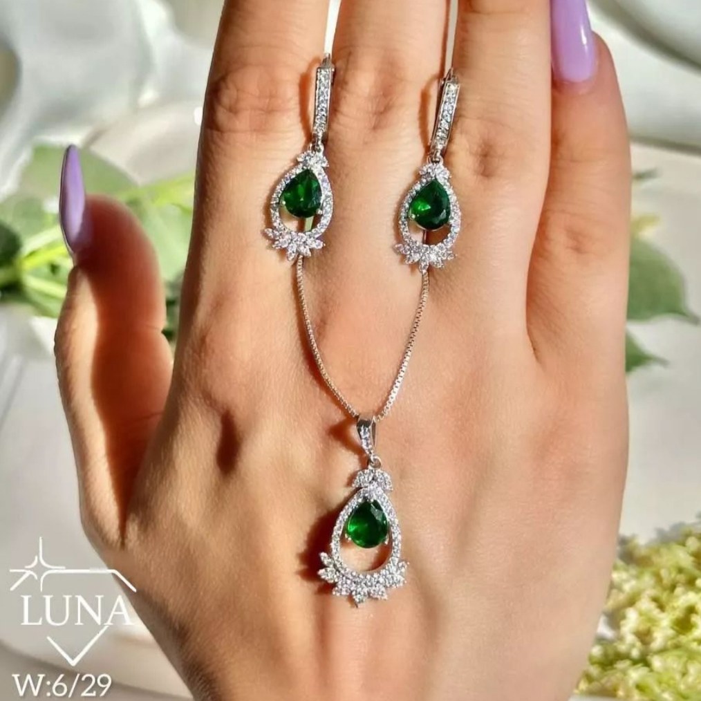 نیم ست جواهری نقره