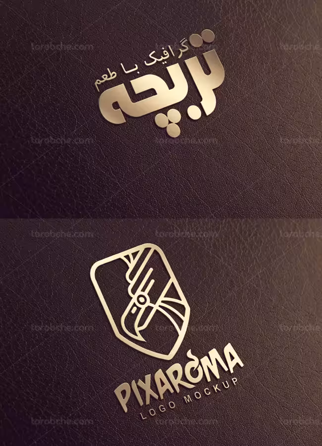 موکاپ لوگوی چرمی به صورت لایه باز | گرافیک با طعم تربچه