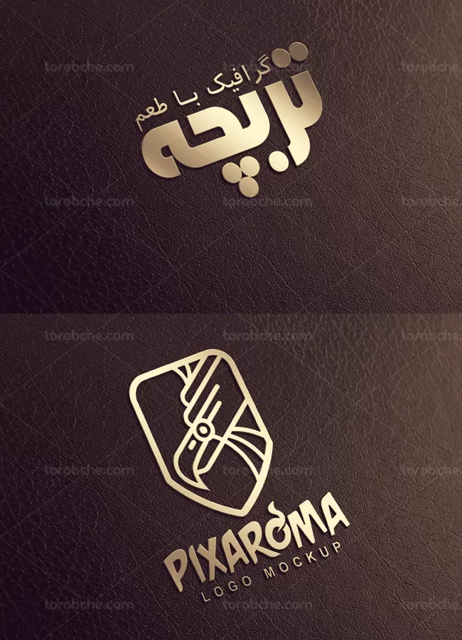 موکاپ لوگوی چرمی به صورت لایه باز | گرافیک با طعم تربچه