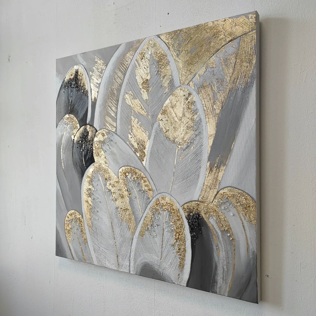 تابلو دکوراتیو  تمام نقاشی طرح پر  رنگ اکرولیک روی بوم ،ابعاد 100 در 100 