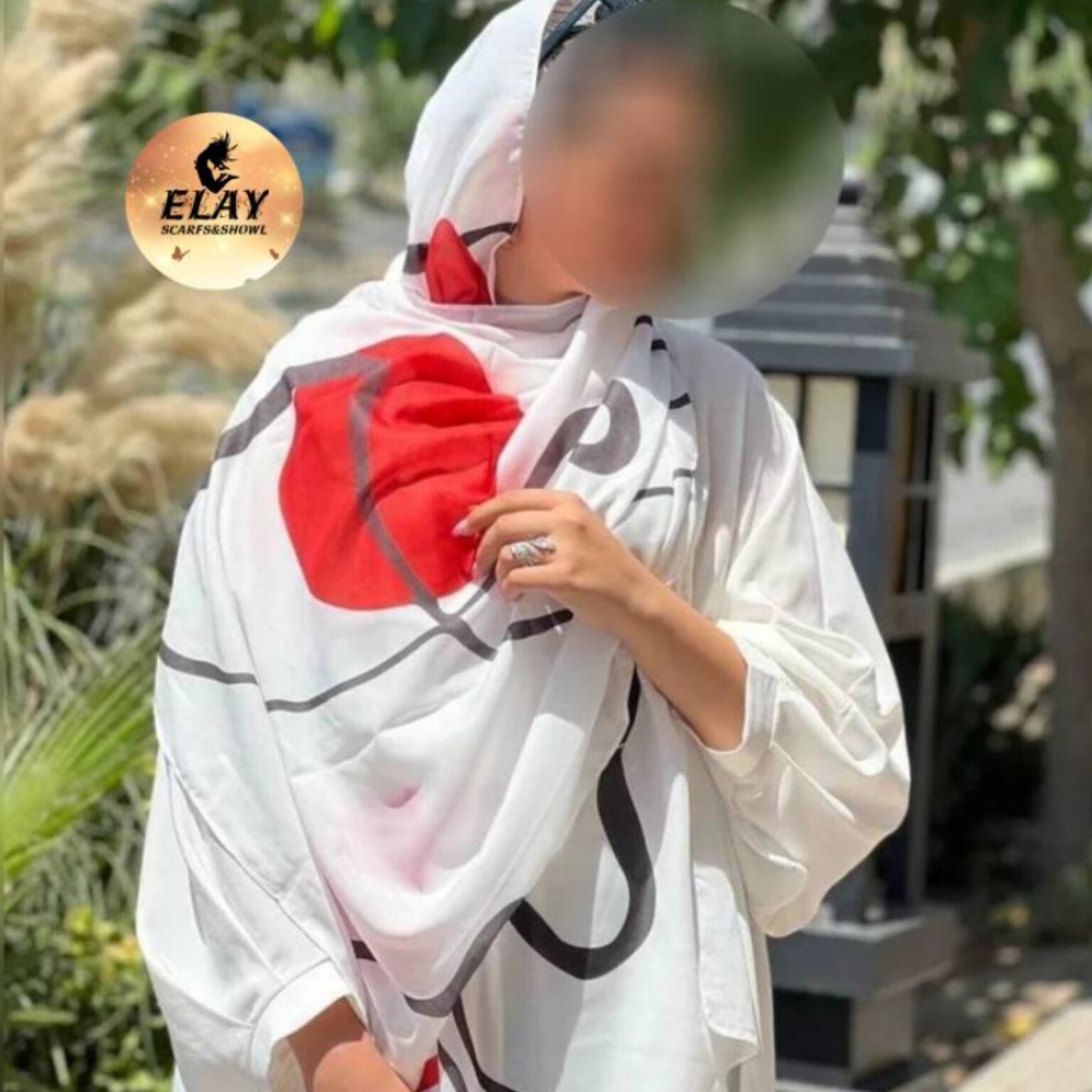 شال زمینه سفید طرحدار نخی اعلا چهارفصل با کیفیت تضمین شده