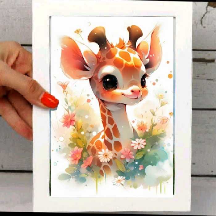 تابلو نقاشی زرافه کد895 به همراه قاب در سایز دلخواه (پس کرایه)