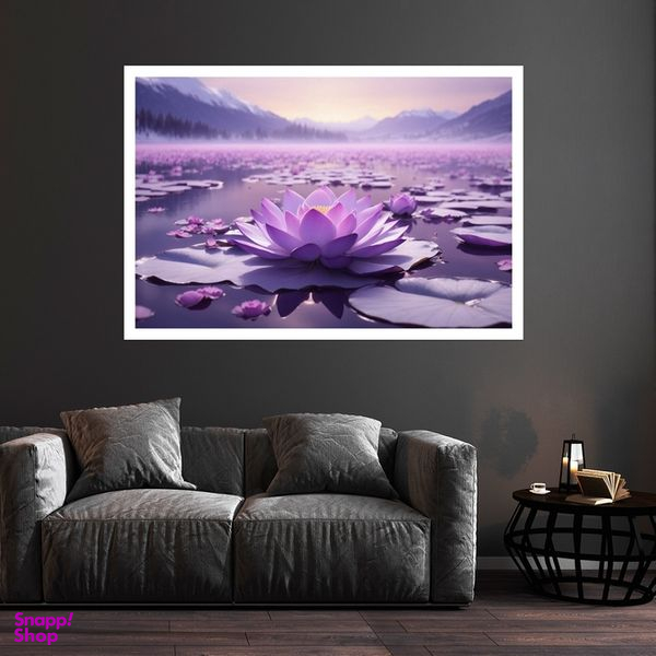 تابلو بکلیت طرح گل نیلوفر  مدل قاب شاسی W-s8728