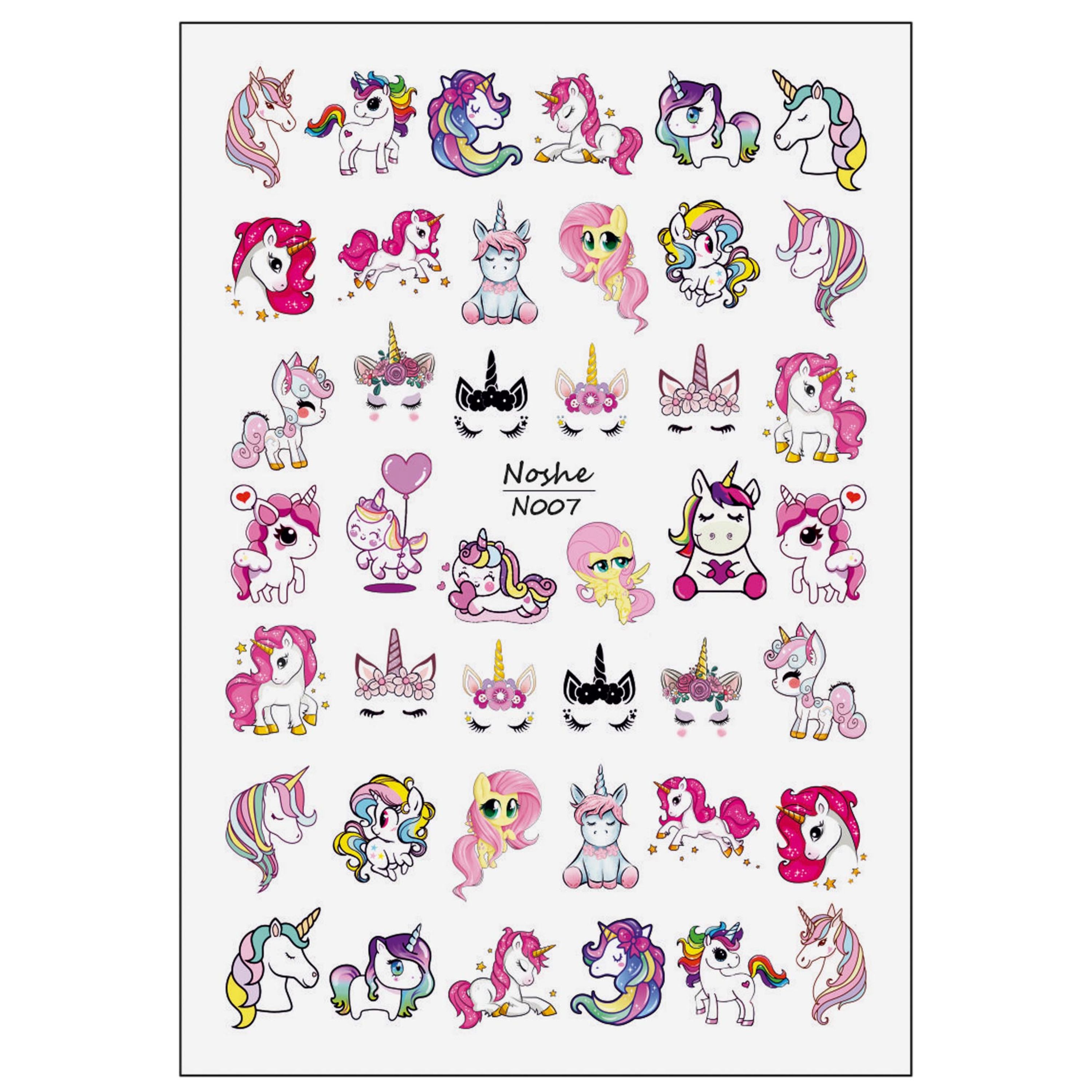 لنز ناخن نوشه مدل یونیکورن کد N007