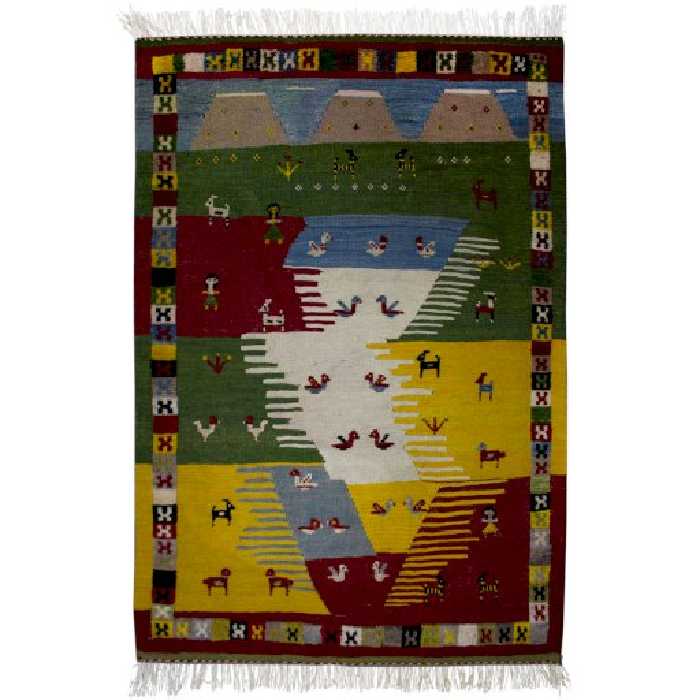 گلیم گبه ( عروسکی ) دستبافت یک و نیم متری کد 980810