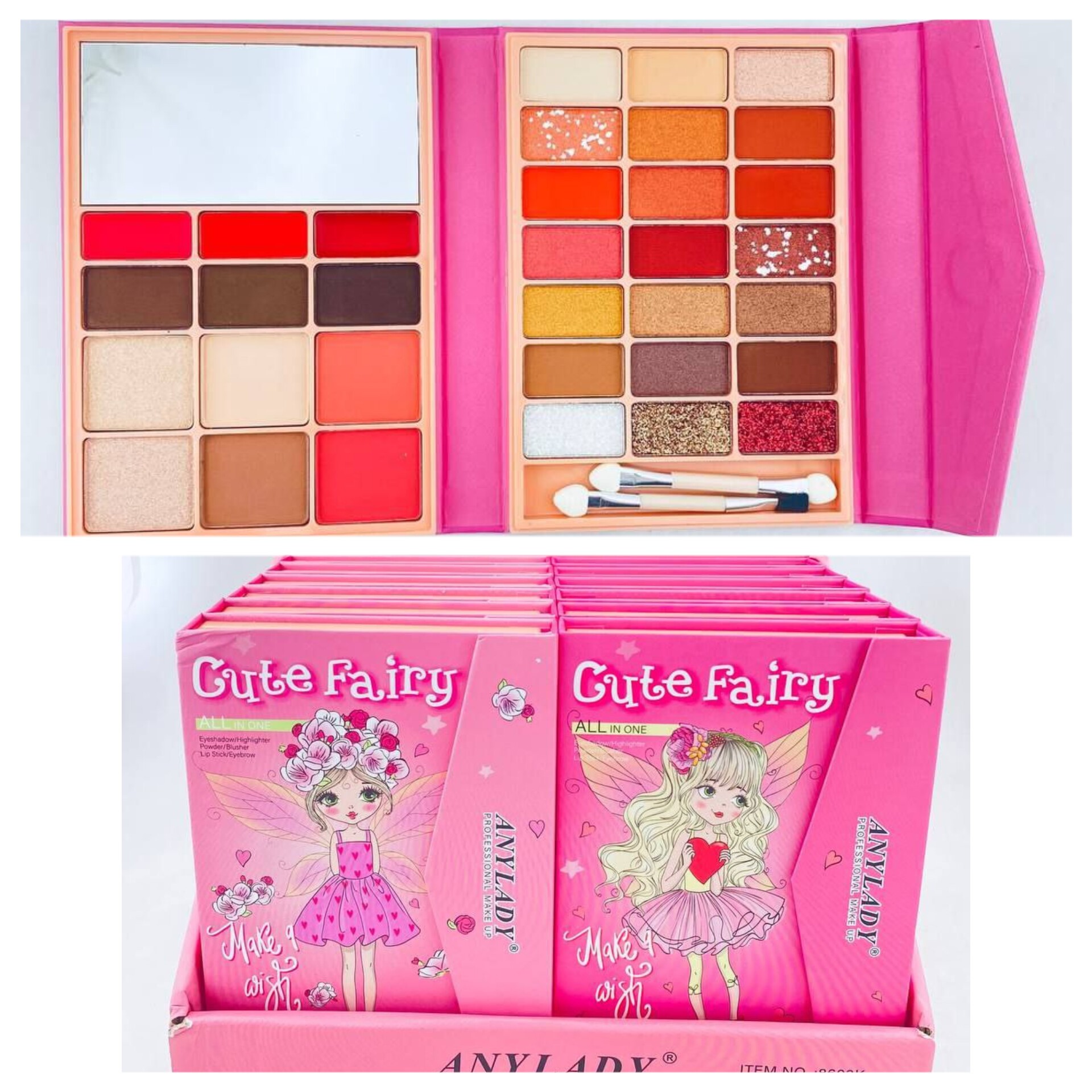 سایه کیفی انی لیدی طرح پری پالتی چند کاره و کاربردی رنگدهی عالی فانتزی و جذاب دارای سایه ابرو پنکک هایلایتر رژ گونه و.