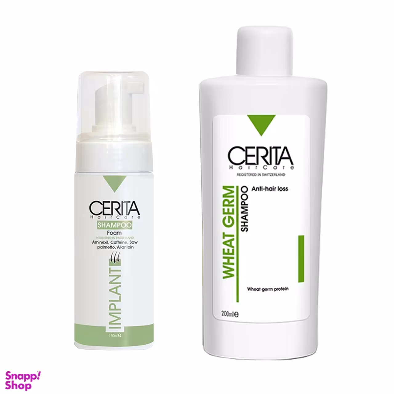 پک فوم کاشت مو و شامپو جوانه گندم سری تا (Cerita) مدل Hair بسته 2 عددی
