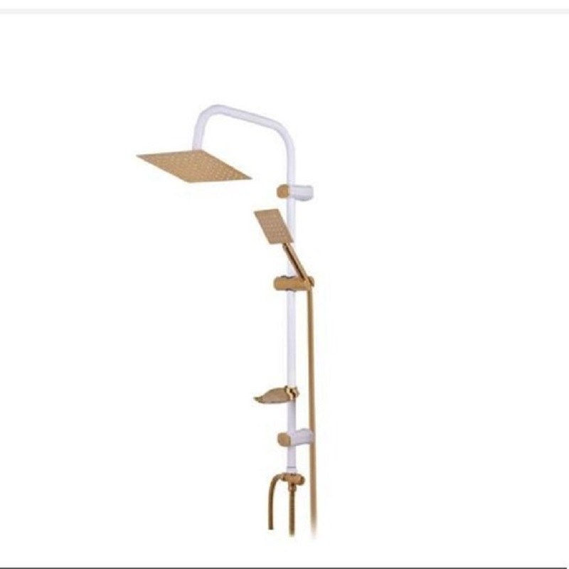 یونیورست سفید طلایی با سر استیل طلایی (علم دوش ثابت و تلفنی حمام)(ارسال با تیپاکس و به صورت پس کرایه)