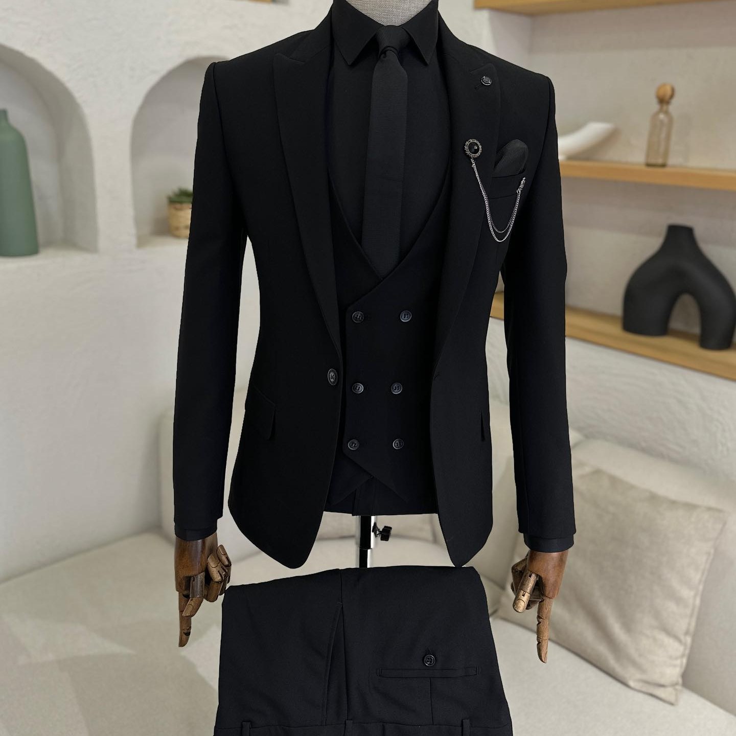 کت شلوار اصل ترک فول ست ( لباس، کراوات، دستمال جیبی و...)