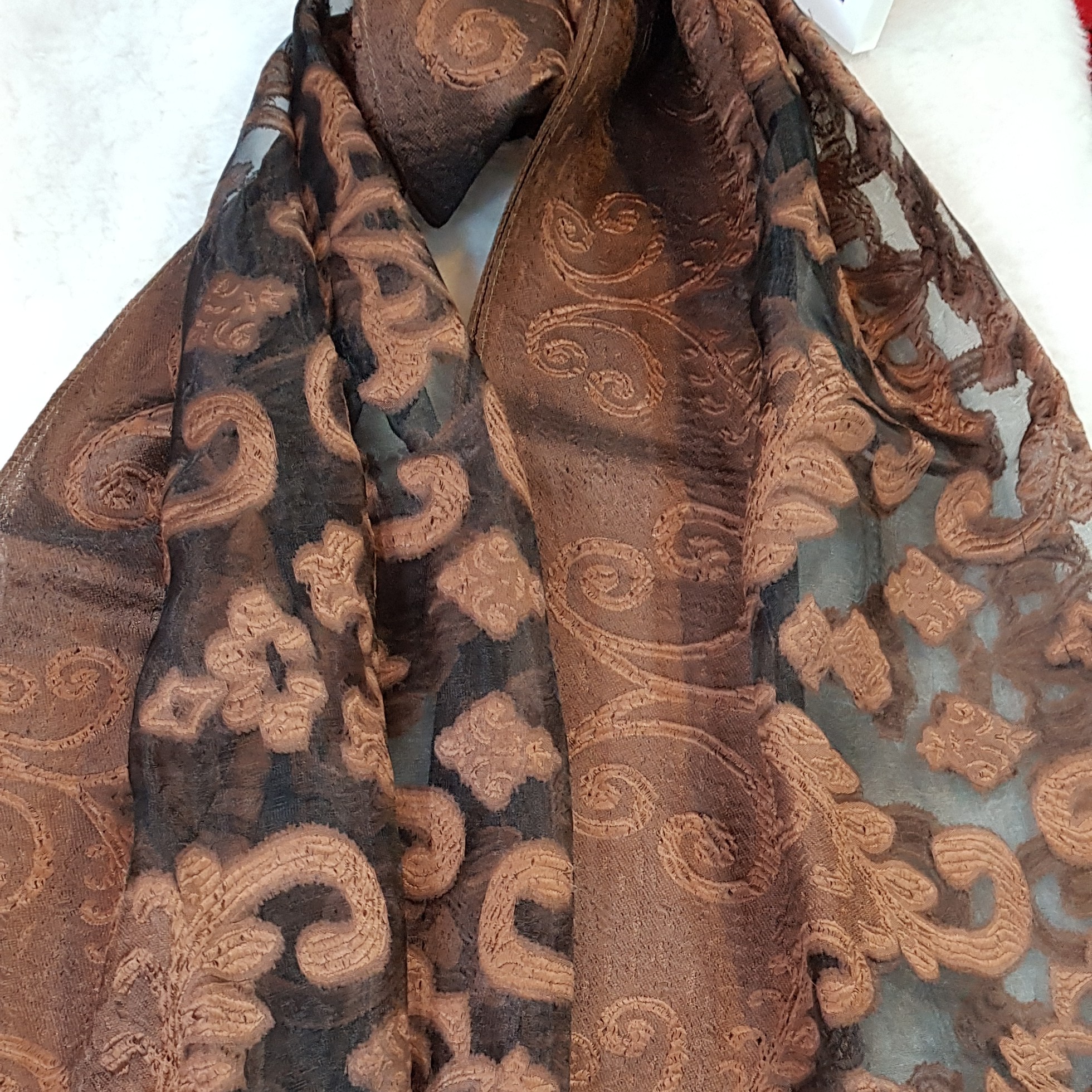 شال مجلسی ویسکوز قهوه ای
