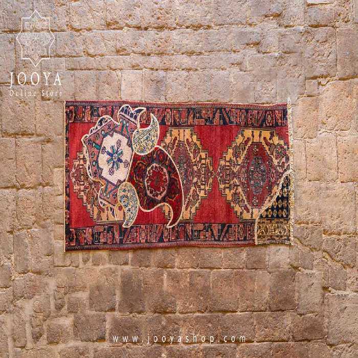 قالیچه تکه دوزی شده دستبافت بته جقه طارم