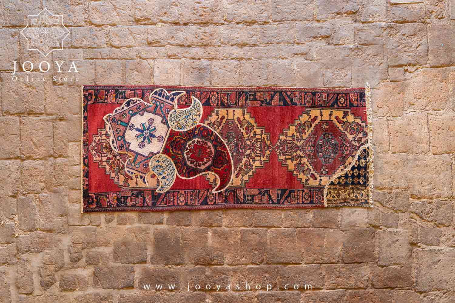 قالیچه تکه دوزی شده دستبافت بته جقه طارم