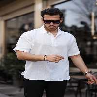 پیراهن / بلوز دکمه دار سفید مردانه POLO YAKA نیمی از بازوی بامبو Valiberta