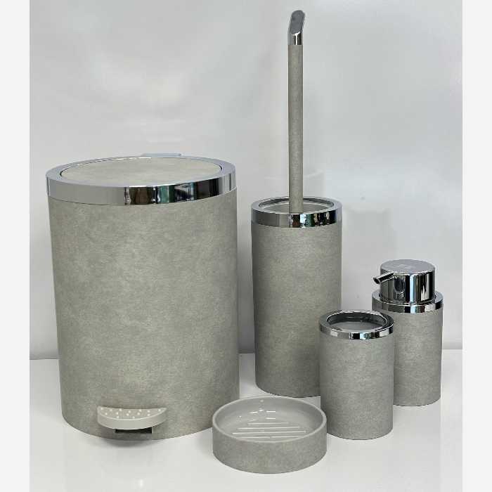 سرویس بهداشتی 5 پارچه روشا مدل بتنی طوسی کروم