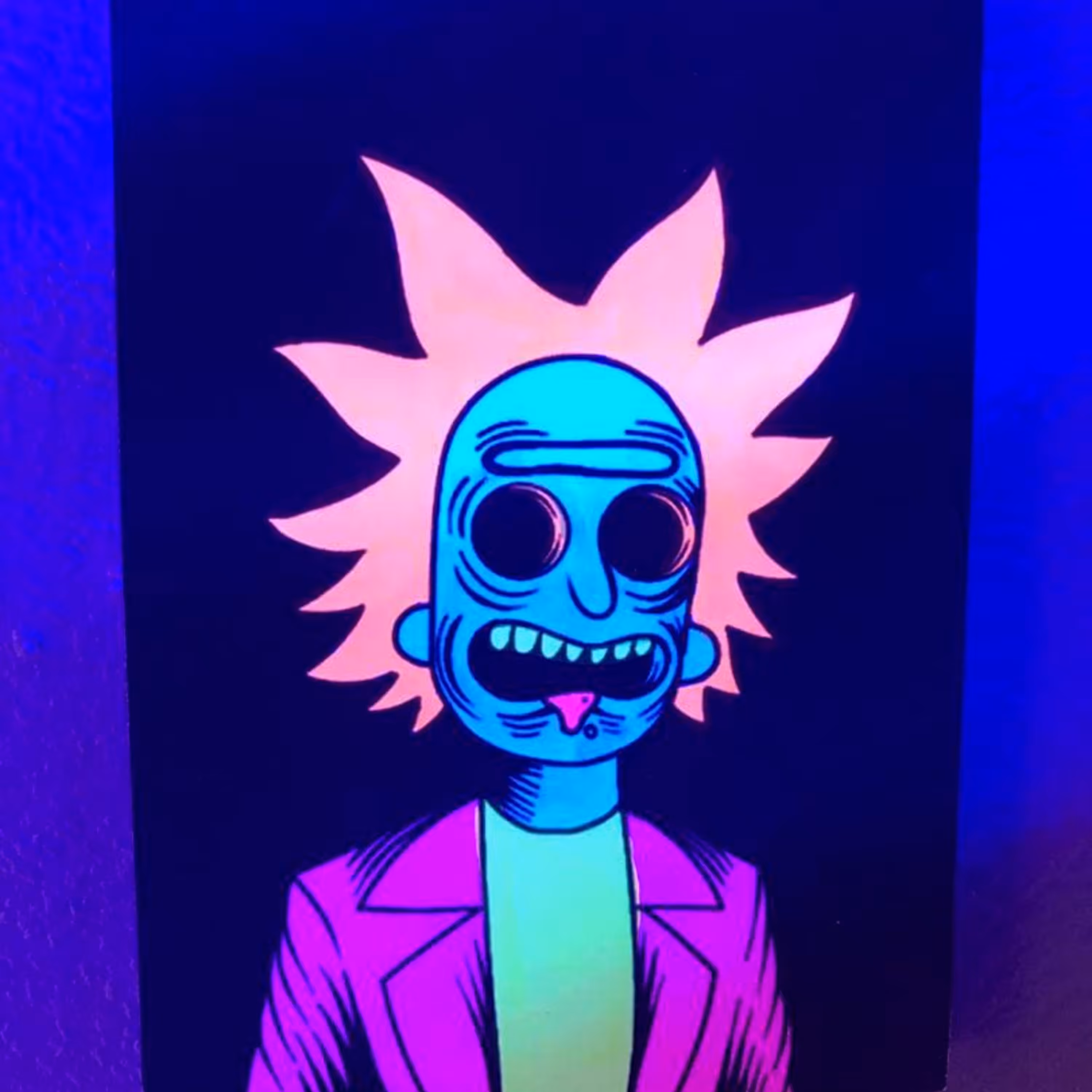 تابلو بلک لایت با طرح ریکی مورتی سایز 15 در 20 سانتی متر Blacklight