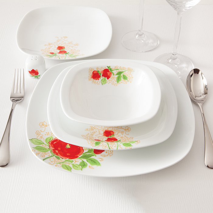 سرویس چینی 27 پارچه غذاخوری شارلوت 6 نفره کواترو