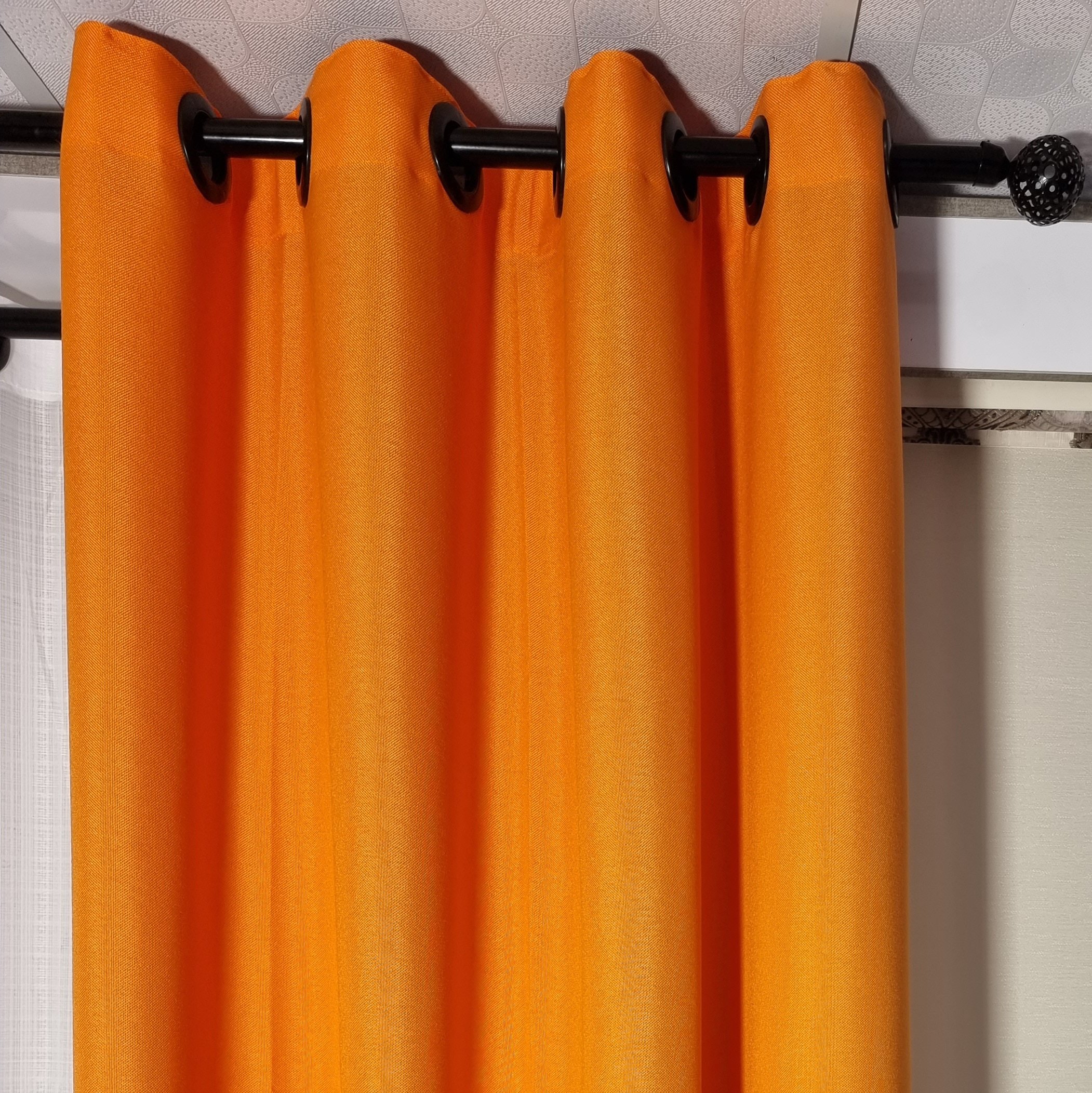 پرده آماده کتان گونی بافت رنگ نارنجی مدل پانچ در ابعاد 140×275کد 3610