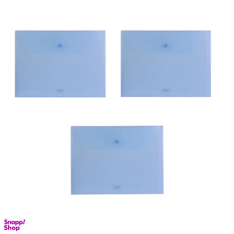 پوشه دکمه دار پاپکو مدل A4 -105 رنگ آبی بسته 3 عددی