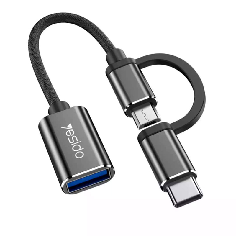 تبدیل کابلی USB به Type-C/Micro-USB OTG مدل Yesido GS02Yesido GS02 OTG Micro-usb Type-C Cable