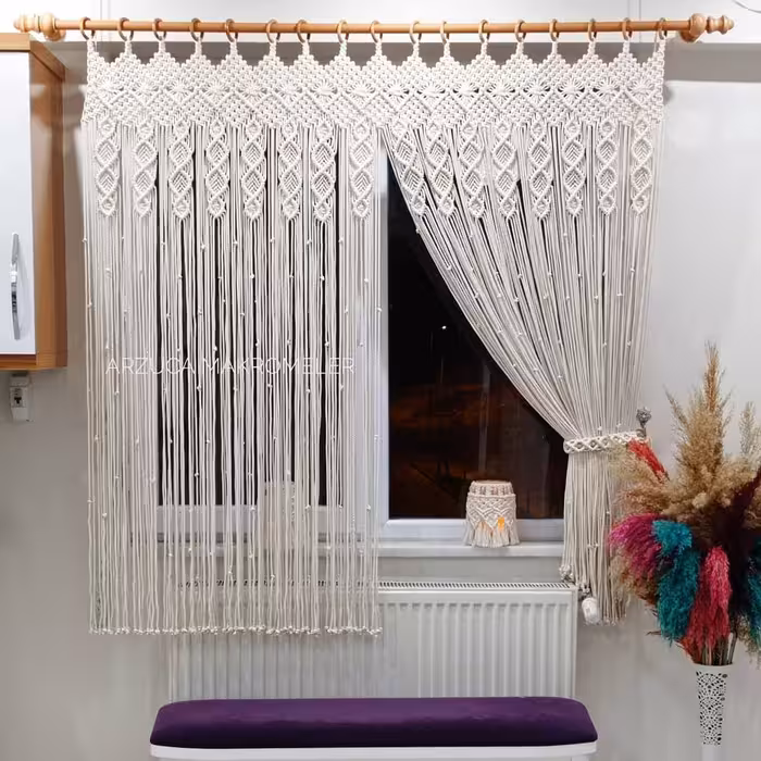 پرده مکرومه پنجره