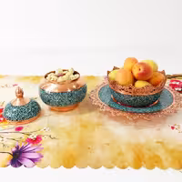 قندان شکلات خوری فیروزه کوب دست ساز با روکش پلی استر 