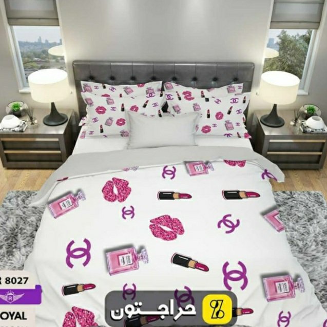 روتختی یک نفره طرح چنل زمینه سفید سه بعدی جنس میکروتترون مناسب کودک و نوجوان برای تخت90