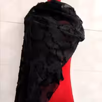 شال مشکی طرح گل  زنانه و دخترانه
