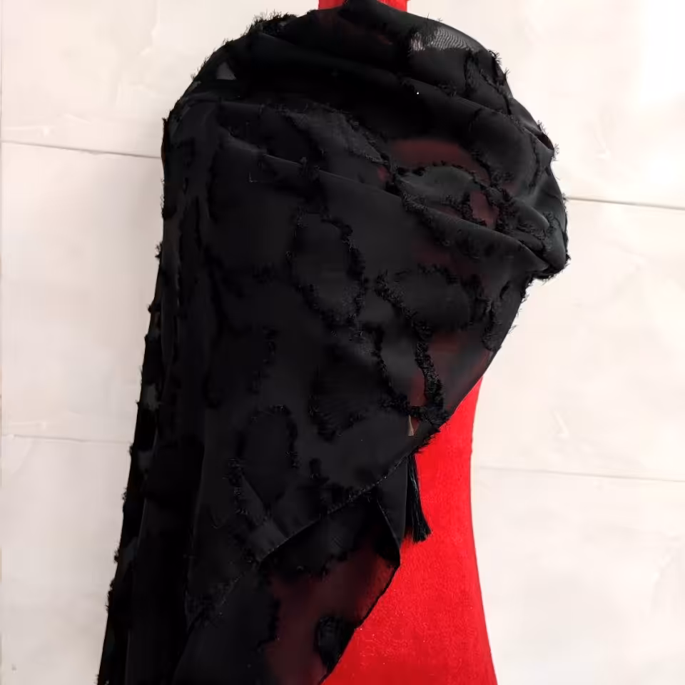 شال مشکی طرح گل  زنانه و دخترانه