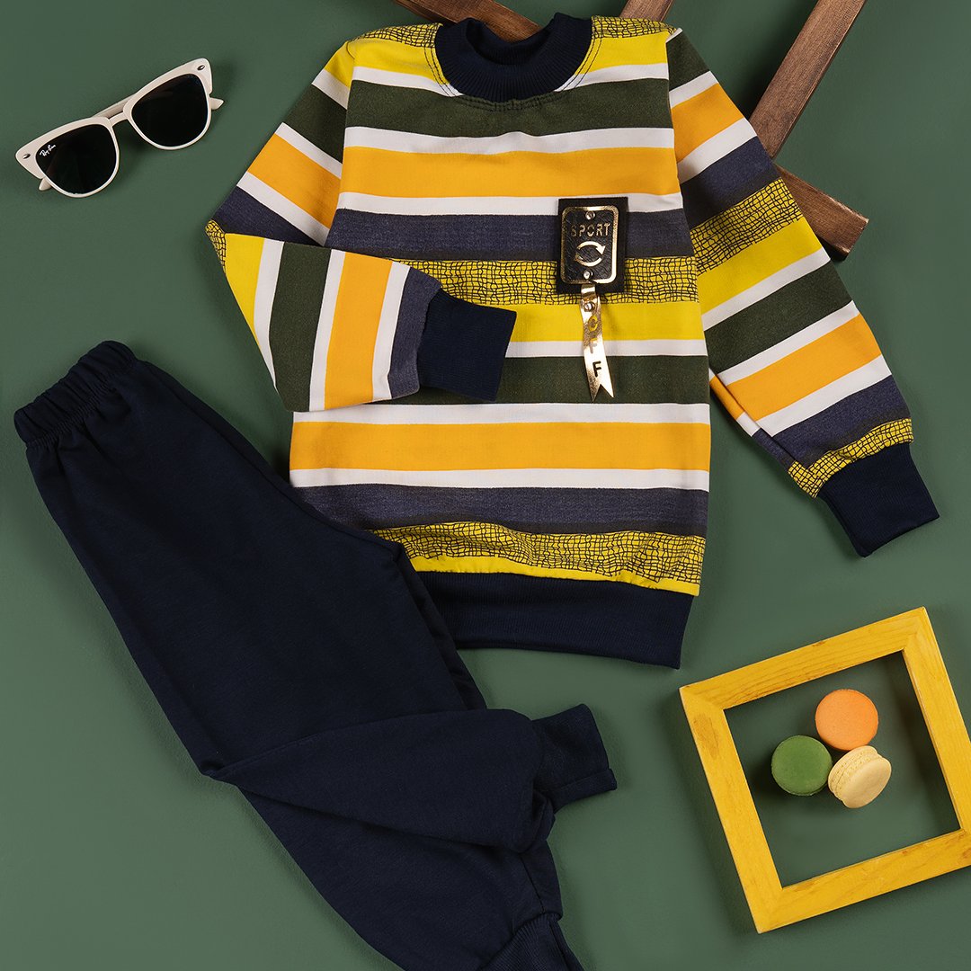 ست بلوز و شلوار ملانژ زیگزاگی