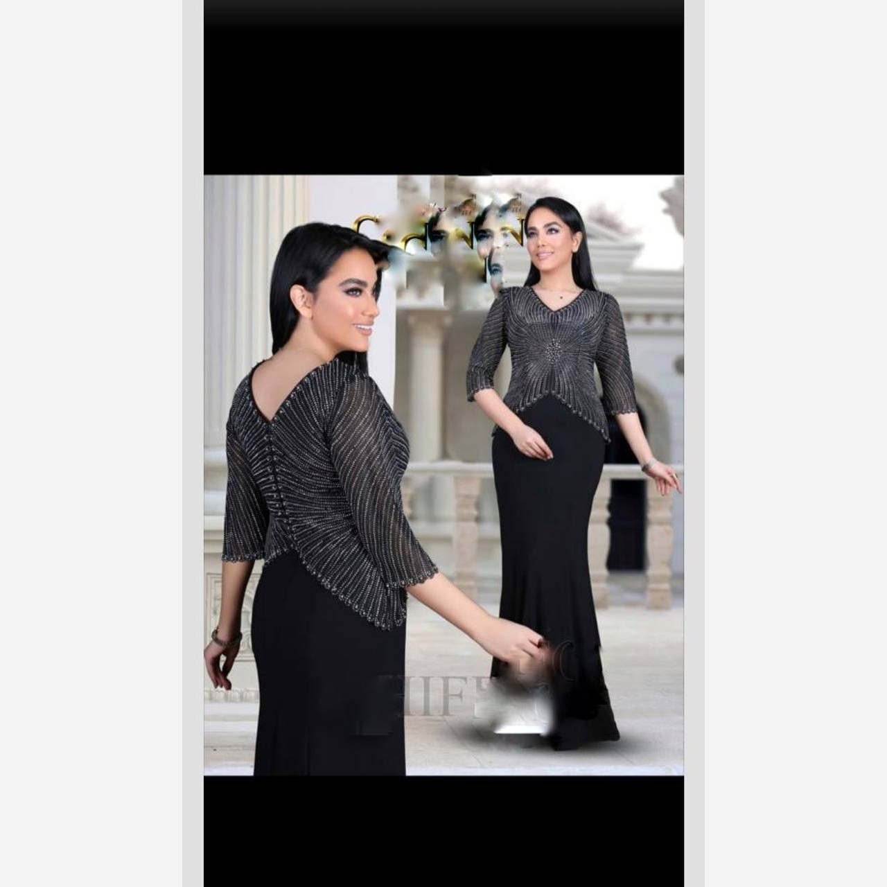 لباس مجلسی زنانه ماکسی بلند مدل تناز مروارید پرسی 