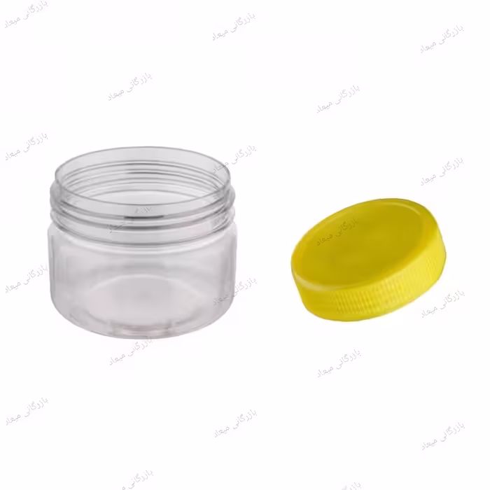 جار 150 سی سی بسته 100 عددی با درب فروش عمده جار پت پلاستیکی 150 گرمی بانکه ظرف قوطی خالی عسل ترشی و مربا کره