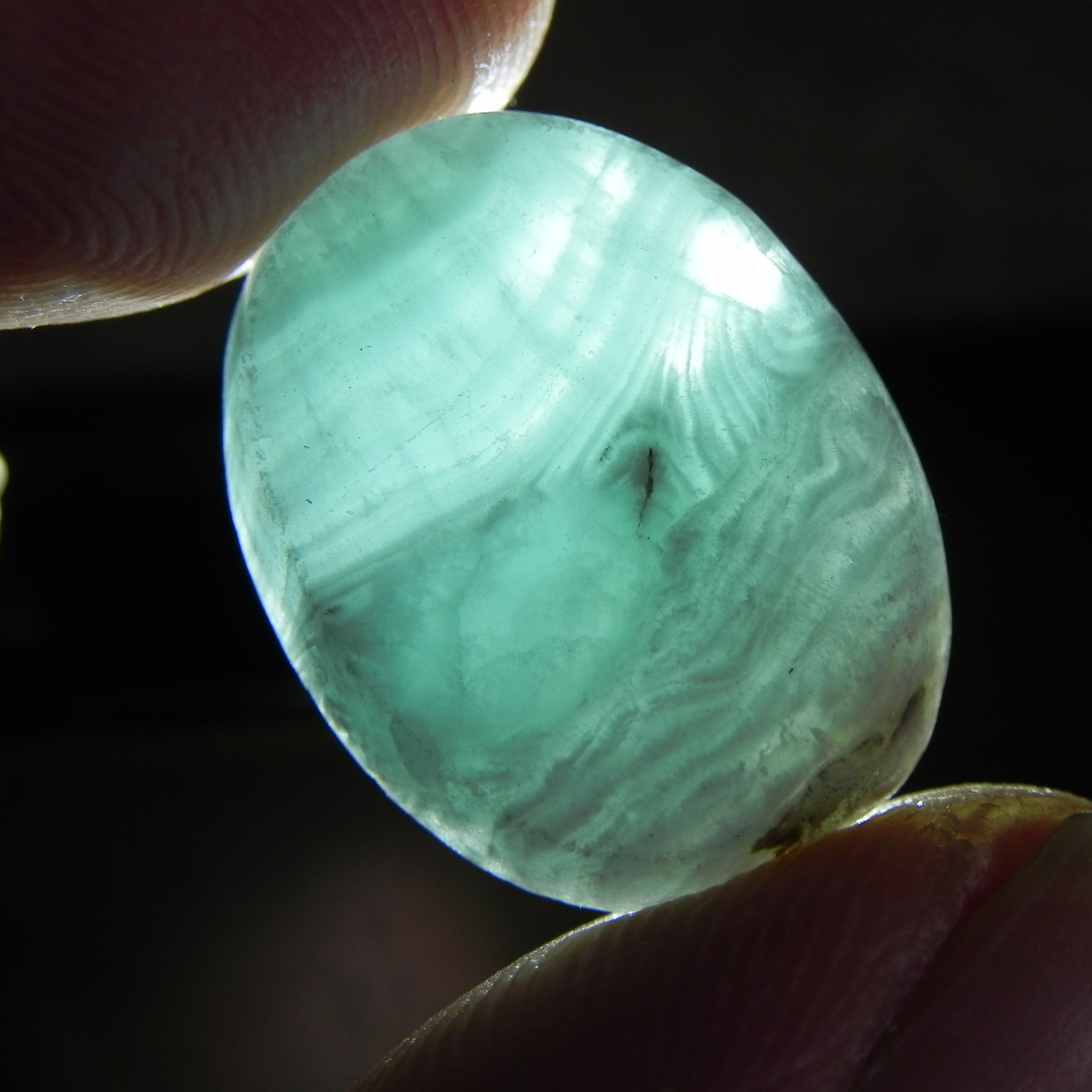 نگین آراگونیت معدنی اصل سبز آبی 2سانت تراش دست مناسب انگشتری