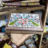 جعبه جواهری خاتم و نقاشی مینیاتور  سایز  بزرگ 14 در 22