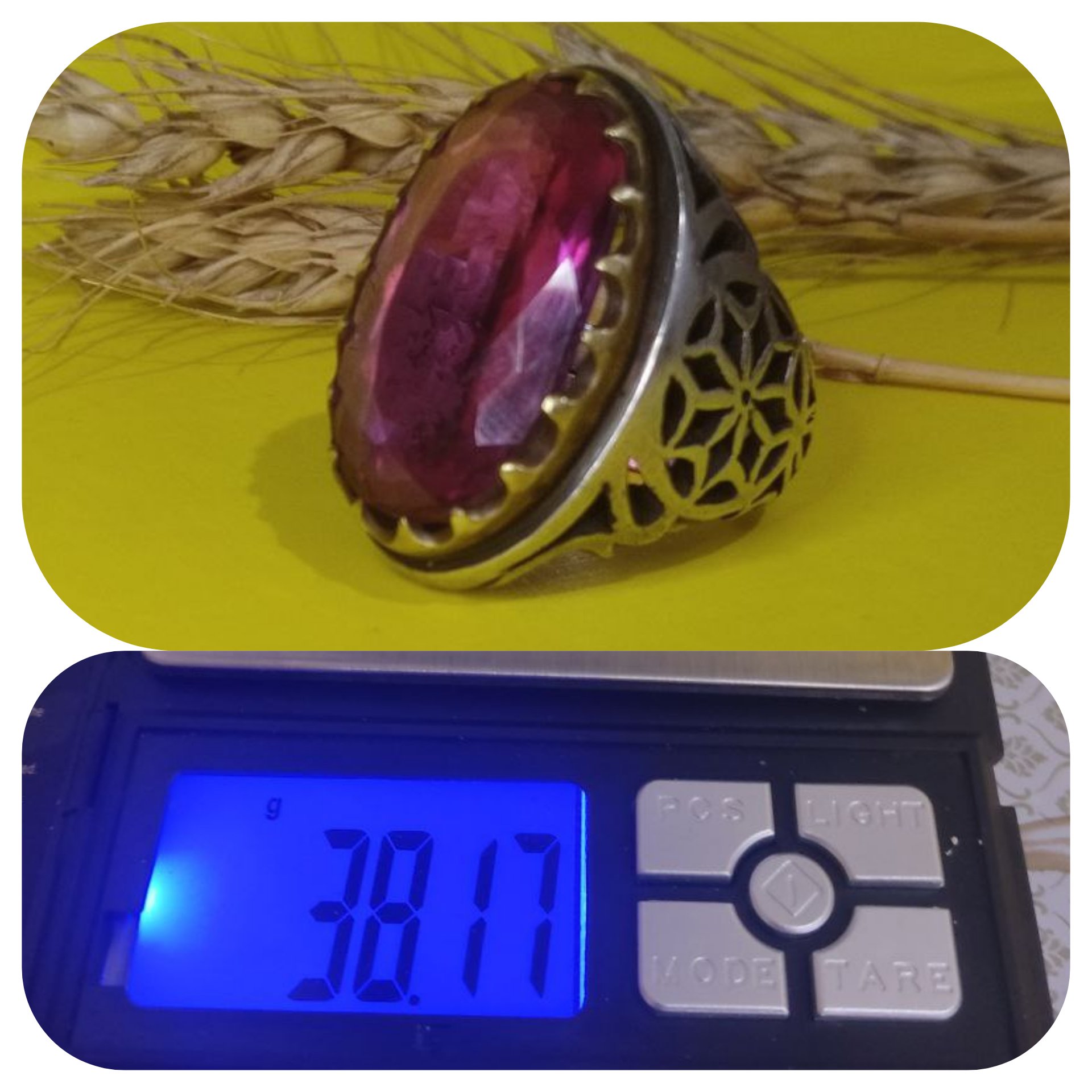 انگشتر نقره تورمالین وزن 38.17 گرم