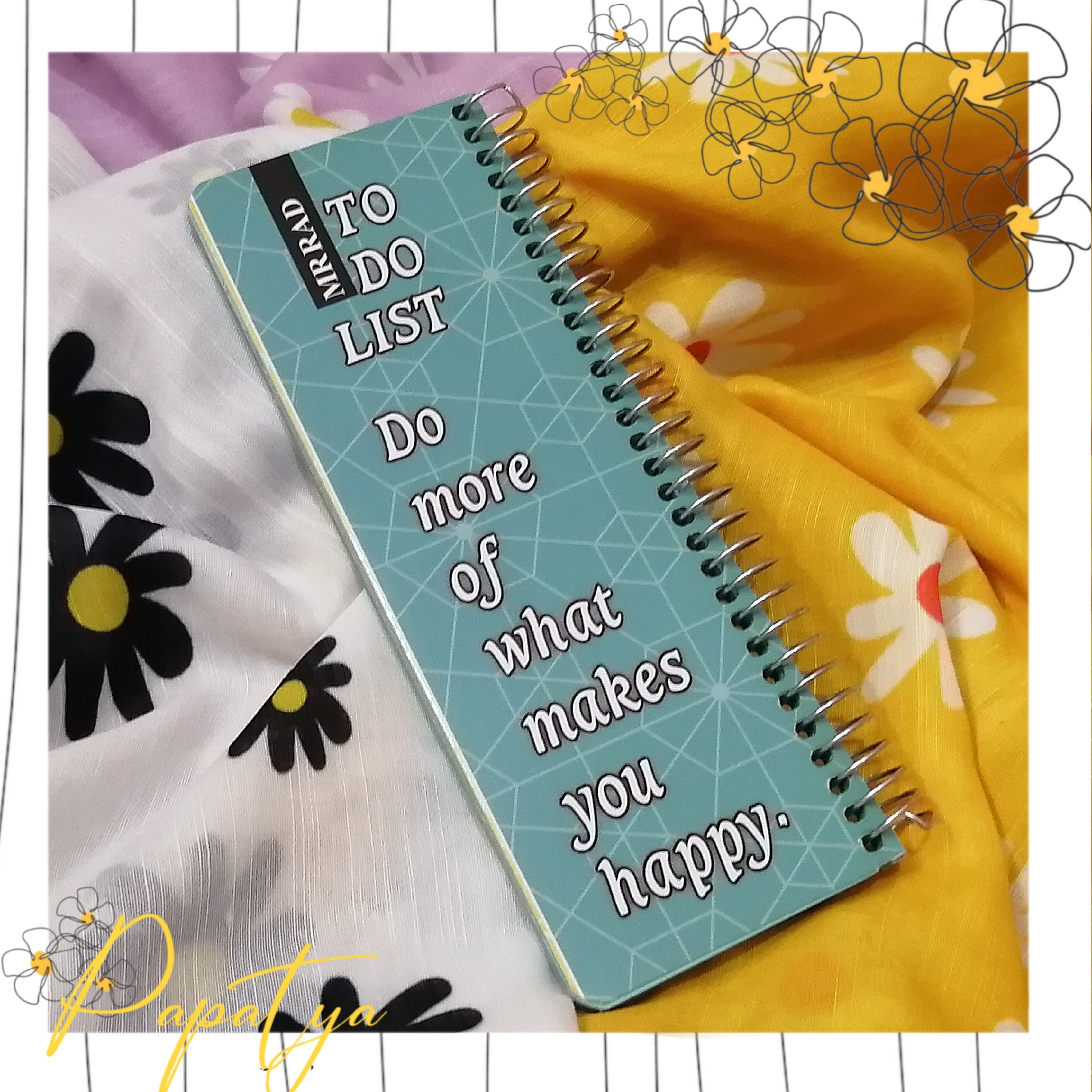 دفترچه رنگ آبی فیروزه to do list تو دو لیست فنر دار اندازه 20 در 7 سانت 75 برگ دفترچه یادداشت روزانه