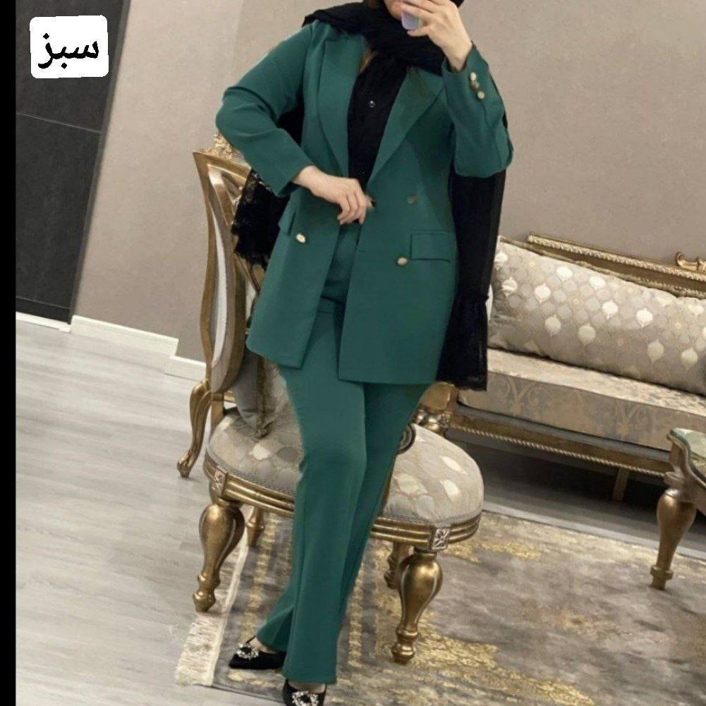 کت و شلوار زنانه جنس کرپ مازراتی درجه یک رنگبندی و سایزبندی کامل 