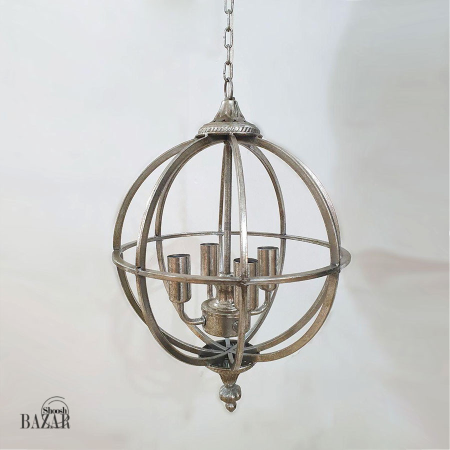 لوستر نقره ای گرد طرح پتینه