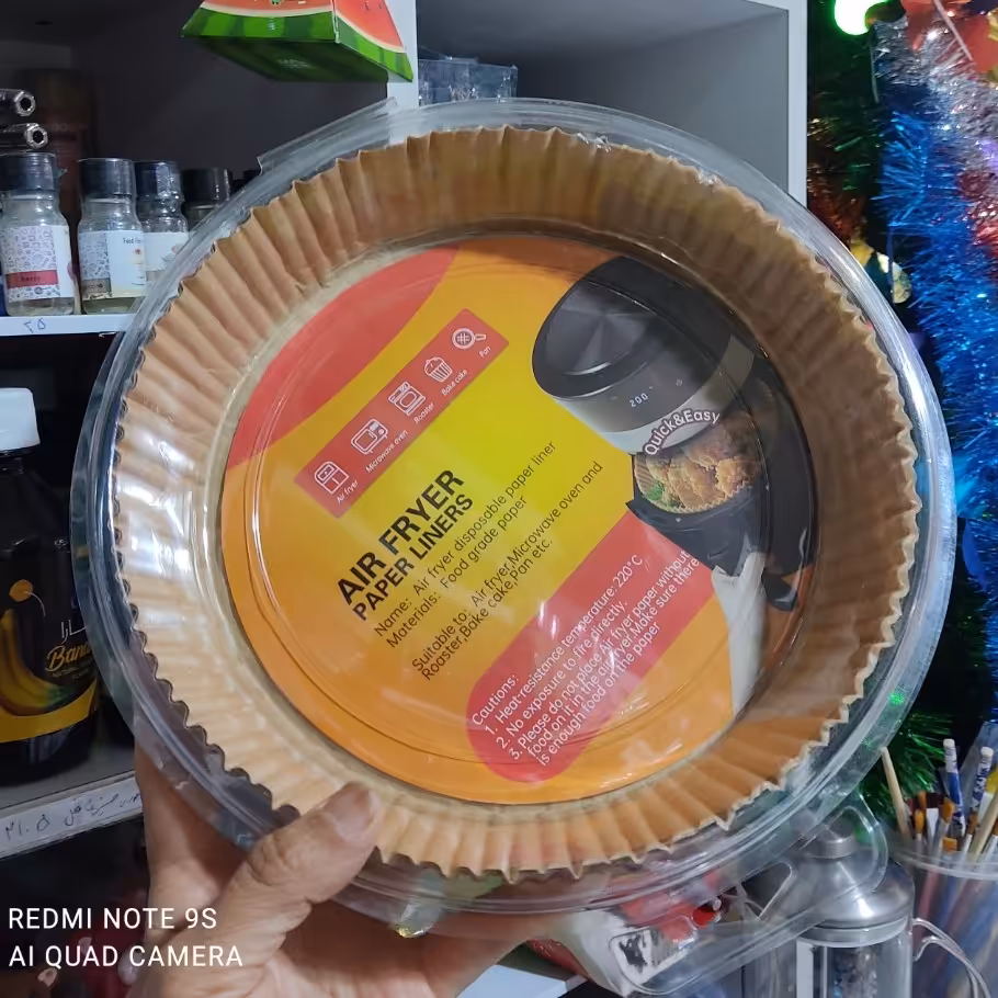 کپسول هواپز گرد بزرگ یا کاغذ هواپز حدود 50 عددی ارتفاع حدود 4ونیم و کف 19سانت کاغذ روغنی سرخ کن