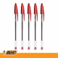 خودکار قرمز بیک فرانسه (مجموعه 5 عددی) مدل کریستال مدیوم 1mm