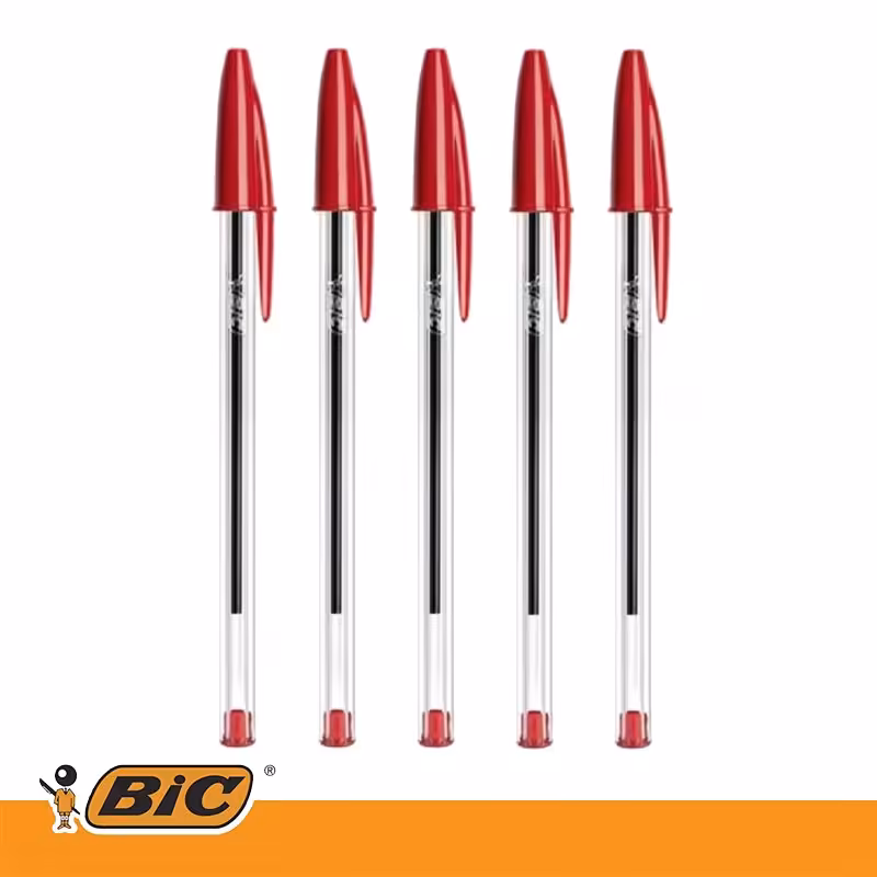 خودکار قرمز بیک فرانسه (مجموعه 5 عددی) مدل کریستال مدیوم 1mm