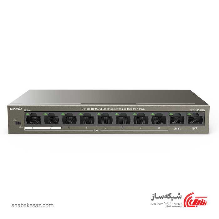 قیمت و خرید سوئیچ POE تندا Tenda TEF1110P-8-63W با 8 پورت POE ظرفیت 63W - شبکه ساز