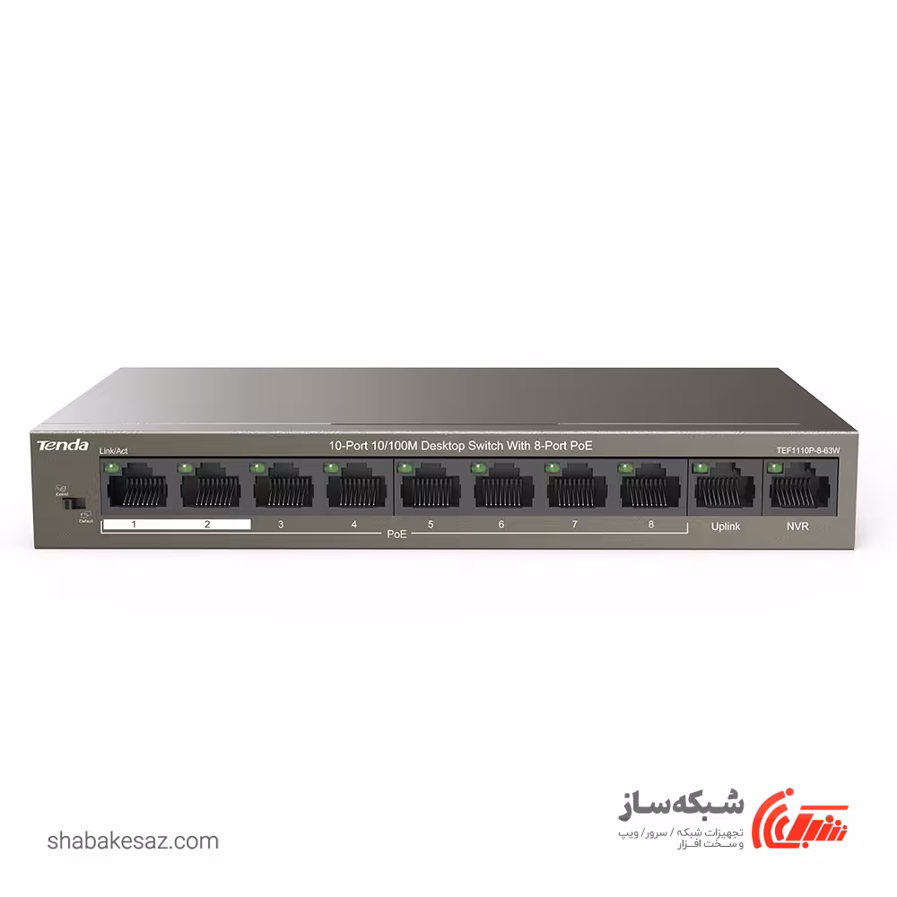 قیمت و خرید سوئیچ POE تندا Tenda TEF1110P-8-63W با 8 پورت POE ظرفیت 63W - شبکه ساز