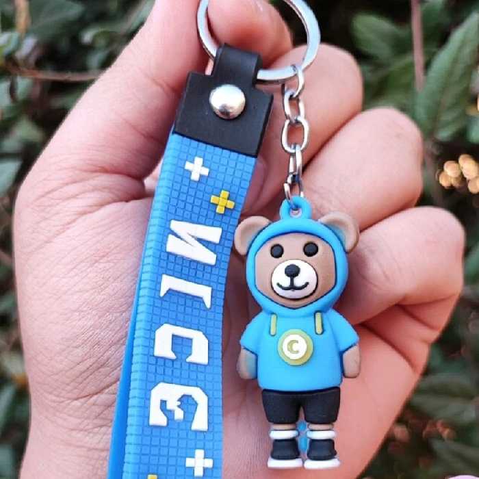 جاکلیدی سیلیکونی مدل خرس لباس آبی بسیار با کیفیت عالی 