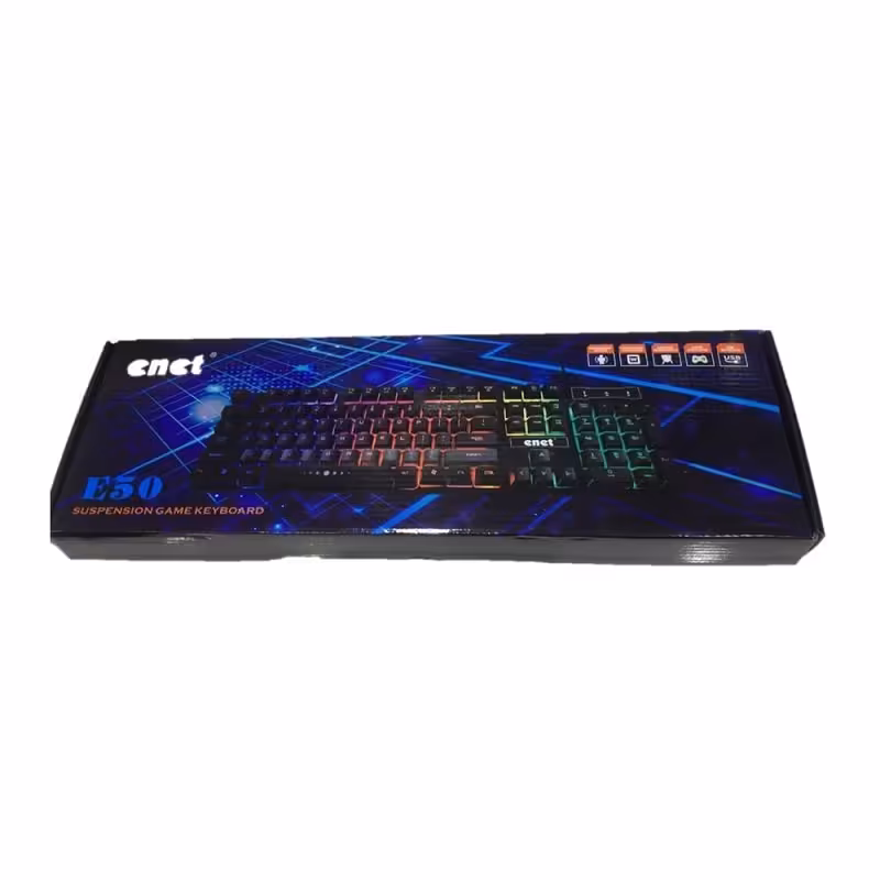 کیبورد و صفحه کلید ENET مدل E50 مخصوص گیمینگ با نور پس زمینه
